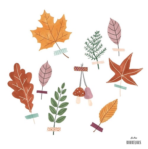 Studio Kuukeluus - illustratie - herfstbladeren collage