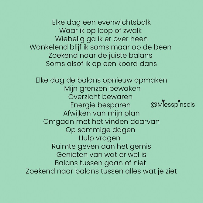 Gedicht baland zoeken Miesspinsels gastschrijven koffietafel