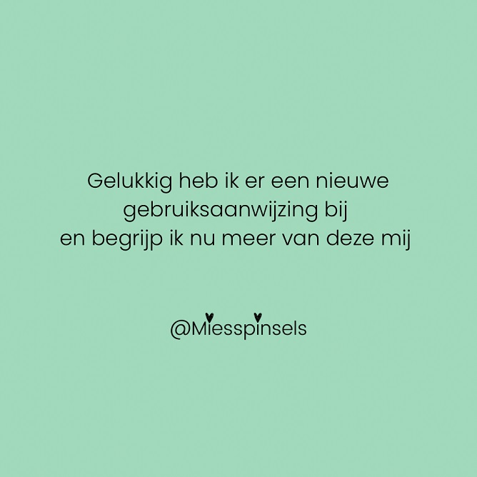 Gedicht nieuwe gebruiksaanwijzing Miesspinsels gastschrijven koffietafel