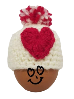 Eierwarmer met pompom en hartje Kaatjemaakt123 Workshop DIY voor Zettje Haakpatroon