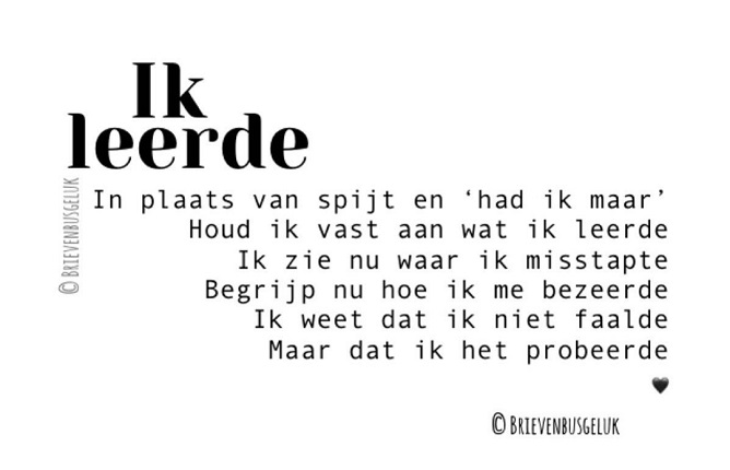 Gedicht Ik leerde sfeermaker Brievenbusgeluk