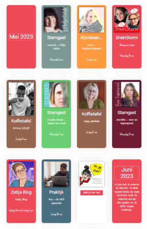 Agenda gastschrijvers platform Eerst nog de maand mei waarin er genoeg staat te gebeuren op het platform en deze maand wil ik ook besteden aan de planning van juli en augustus en natuurlijk de voorbereidingen voor mijn vakantie, genoeg te doen.