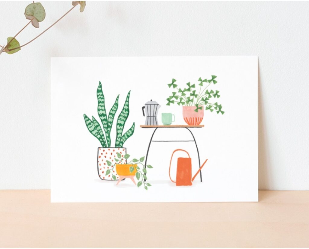 Koffietafel gieter en plant - Studio Kuukeluus