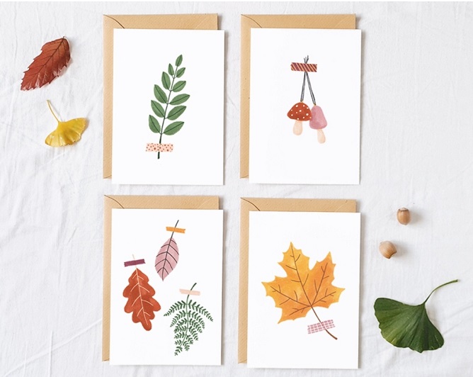 Handgetekende herfst kaarten van Studio Kuukeluus