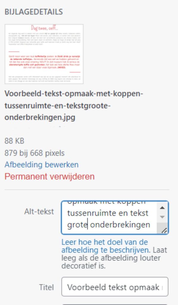 Voorbeeld tekst opmaak met koppen tussenruimte en tekstgroote onderbrekingen