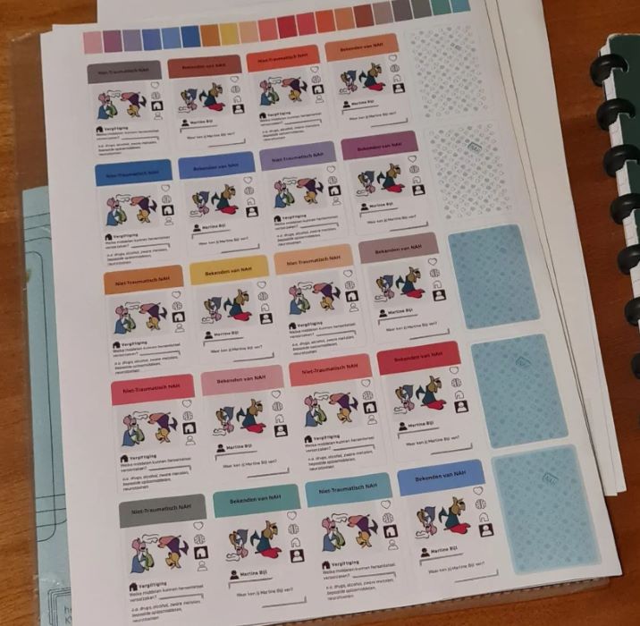 Ik zocht anderen met NAH die wilden helpen, want er kan nog zoveel wel als je NAH hebt dat ik dat juist wilde belichten. Manon de Koning (bekend van het boek ‘Alles op zn kop!’) is zo de illustrator van het spel geworden. - Het NAH kwartetspel - Proefdruk