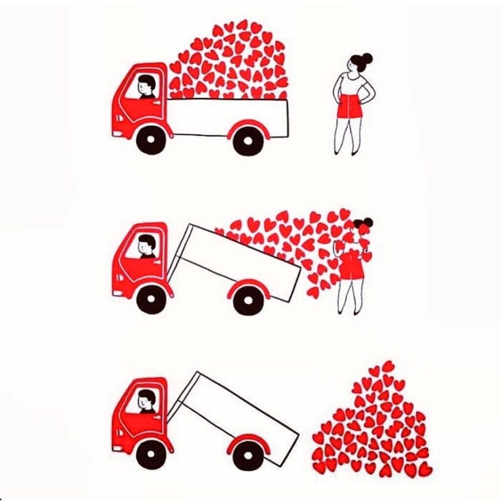 Afbeelding van kiepauto met hartjes - liever zijn voor jezelf - Podcast ik heb me lief van Merel Bultman