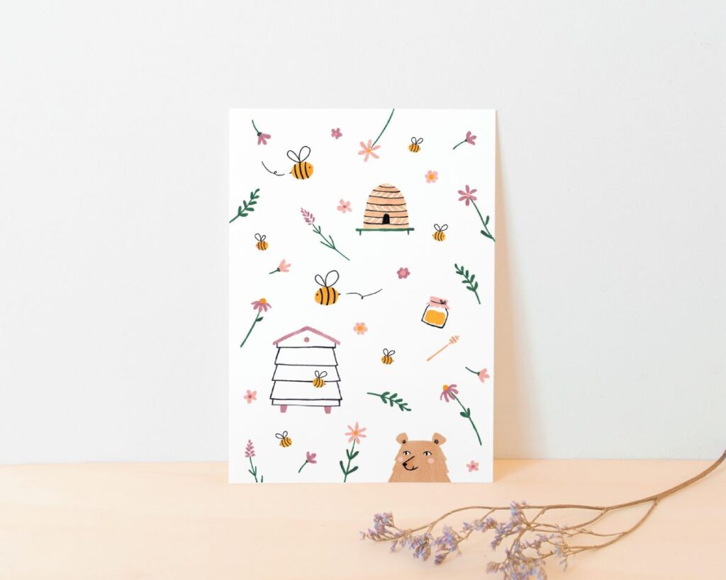postcard honeybees - Studio Kuukeluus