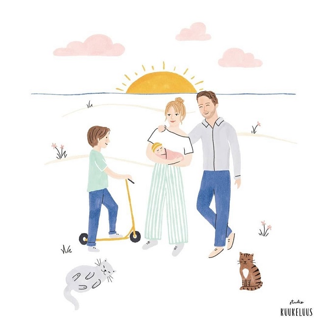 Illustratie gezin van Studio Kuukeluus bij vraag wat doe je anders dan je ouders?