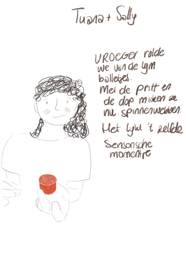 de documentatie over de ontdekkingen in de lessen belangrijk. - Puur Spelen -a Illustratie Inge van Holstein - Beeldcolumn beeldenbries.1