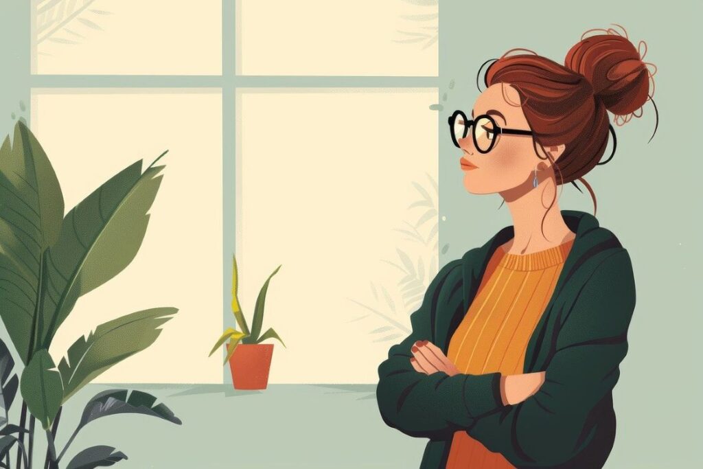 Bestaat vriendschap op het eerste gezicht - Illustratie vrouw bedenkelijk bij het raam