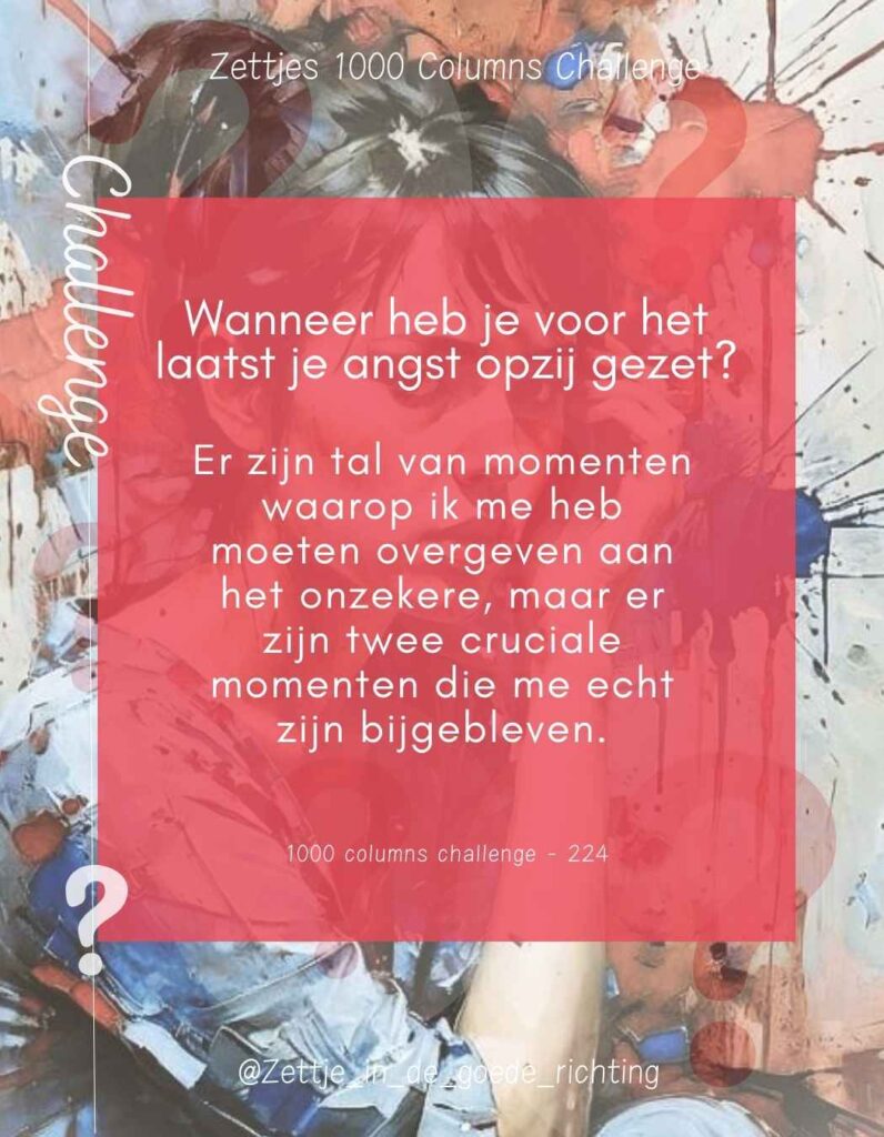 Wanneer heb je voor het laatst je angst opzij gezet - 1000 vragen challenge