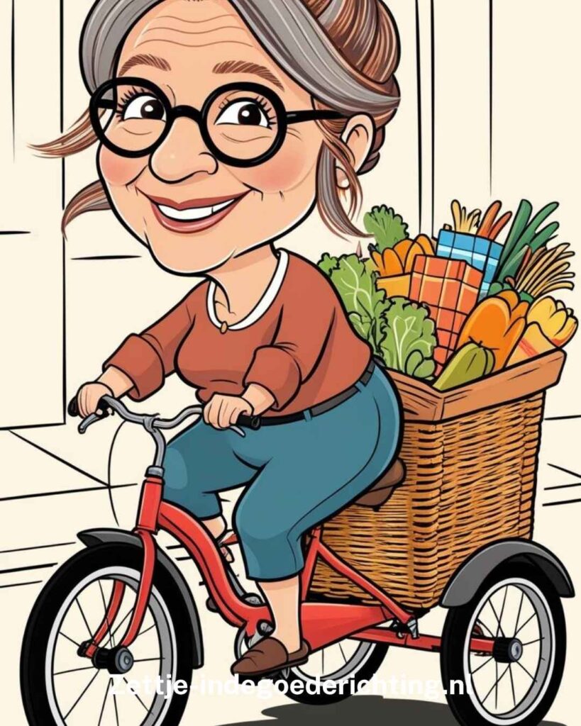 1000 columns vragen challenge 251 - In welke sport denk je goed te zijn - Ik op een driewieler fiets in cartoonslijl