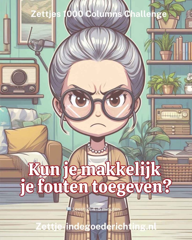 1000 columns vragen challenge 262 - Kun je makkelijk je fouten toegeven cartoon