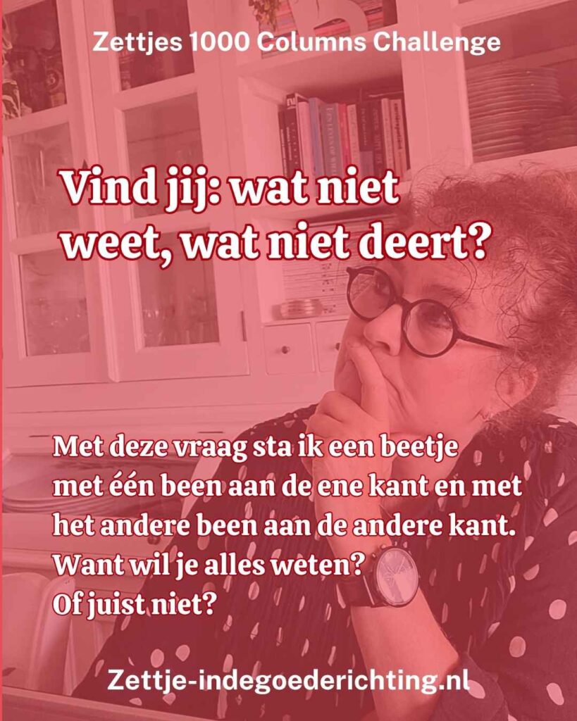 1000 columns vragen challenge 293 - Vind jij wat niet weet, wat niet deert